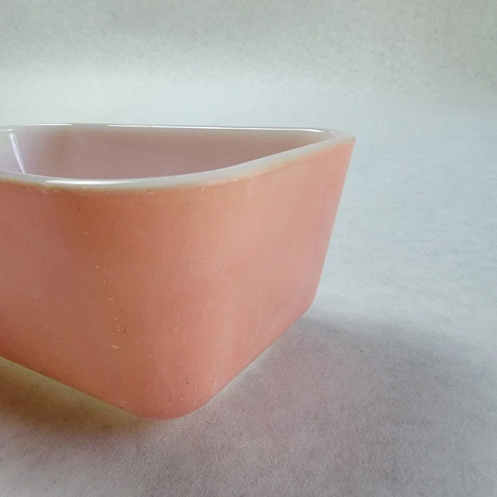 Pyrex 502 Pink Refrigerator Dish Container Rectangular Milk Glass Inside